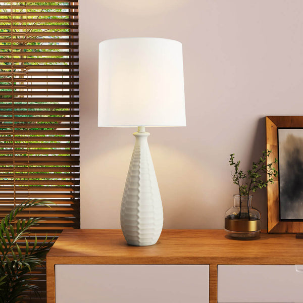 Vtwonen HOME DELUXE Grote Tafellamp Met Stoffen Kap MELVA - Wit