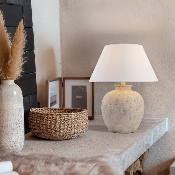 Vtwonen HOME DELUXE Kleine Stenen Tafellamp LENE - Wit