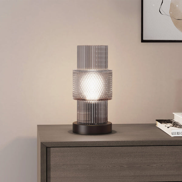 Vtwonen HOME DELUXE Kleine Tafellamp Van Glas YUKI - Rookgrijs