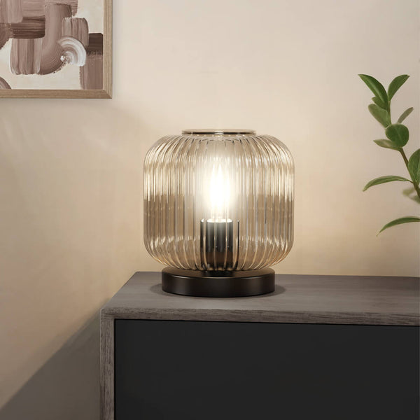 Vtwonen HOME DELUXE Tafellamp Van Glas LILY - Rookgrijs