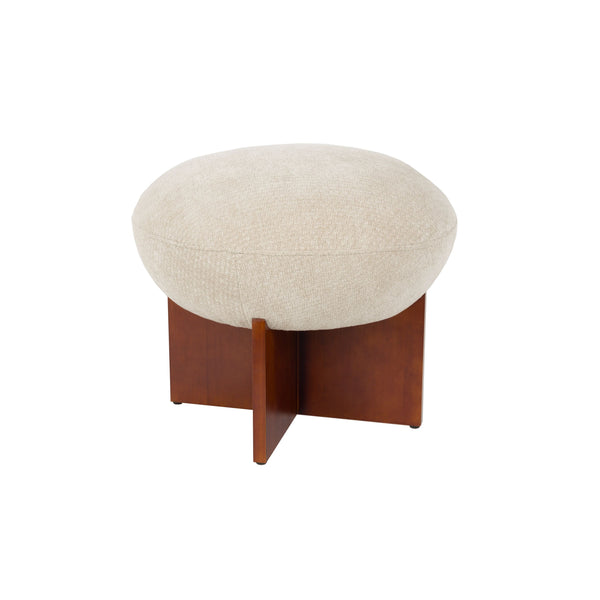 Vtwonen Housecraft Living Ufo Poef Op Houten Onderstel Rond 51 Cm Beige/ Bruin
