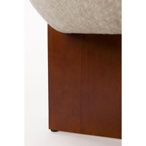 Vtwonen Housecraft Living Ufo Poef Op Houten Onderstel Rond 51 Cm Beige/ Bruin