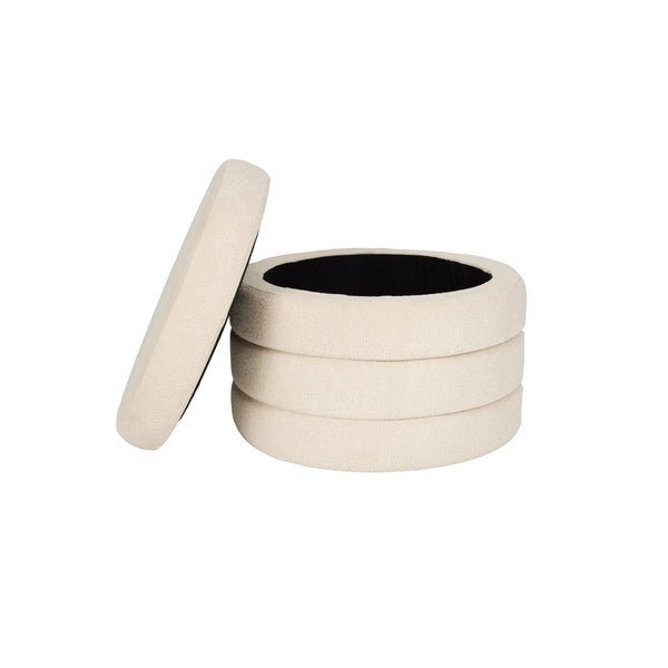 Vtwonen Housecraft Living Zuma Poef Met Opbergruimte Bouclé Beige