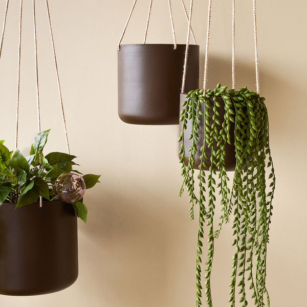 Vtwonen Hübsch Hangende Potten Bloom - Canvas/katoen/ijzer - ø17xh16 ø21xh20 ø25xh24cm