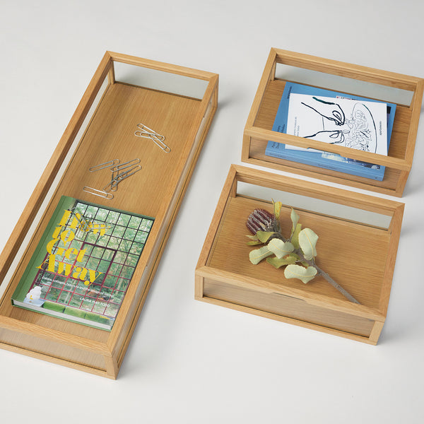 Vtwonen Hübsch Vitrinekast View - Glas/mdf/eikenfineer/eikenhout - 80x30xh12cm