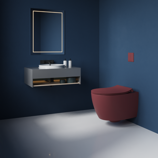 Vtwonen Isvea Wc Toilet Badkamer Hangend Bidet Bordeaux Rood Inclusief Softclose Toiletbril