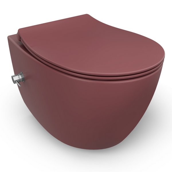 vtwonen Isvea Wc Toilet Badkamer Hangend Bidet Bordeaux Rood Inclusief Softclose Toiletbril
