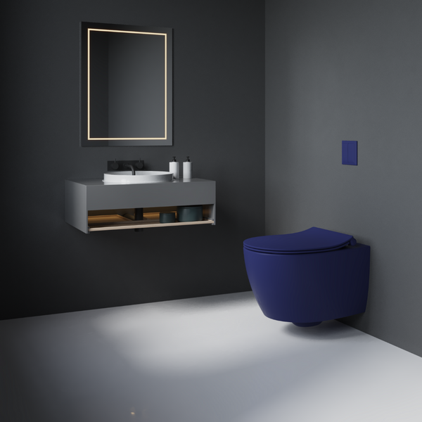 Vtwonen Isvea Wc Toilet Badkamer Hangend Blauw Inclusief Softclose Toiletbril