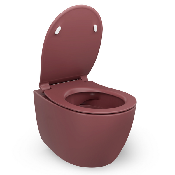 Vtwonen Isvea Wc Toilet Badkamer Hangend Bordeaux Rood Inclusief Softclose Toiletbril