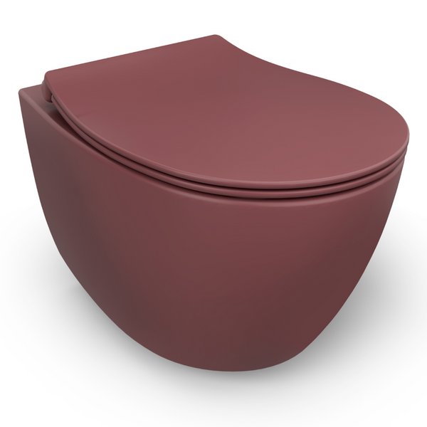 vtwonen Isvea Wc Toilet Badkamer Hangend Bordeaux Rood Inclusief Softclose Toiletbril