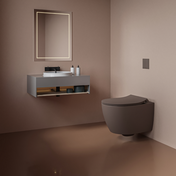 Vtwonen Isvea Wc Toilet Badkamer Hangend Taupe Inclusief Softclose Toiletbril