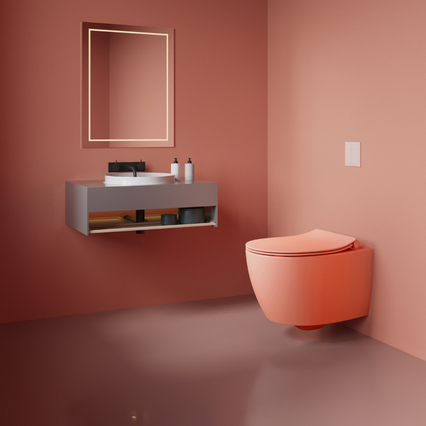 Vtwonen Isvea Wc Toilet Badkamer Hangend Zalm Roze Inclusief Softclose Toiletbril