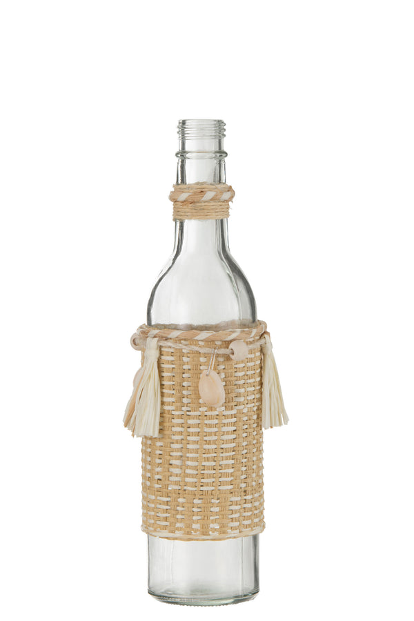 vtwonen J-Line decoratie fles Met Schelpen - glas - naturel