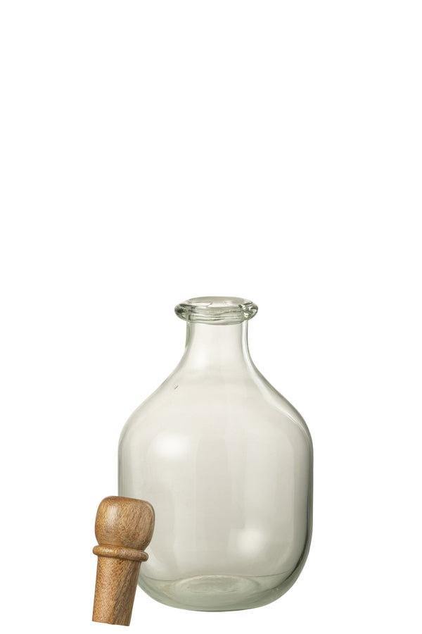 Vtwonen J-Line Decoratie Fles Ovaal Kurk - Glas/hout - Transparant