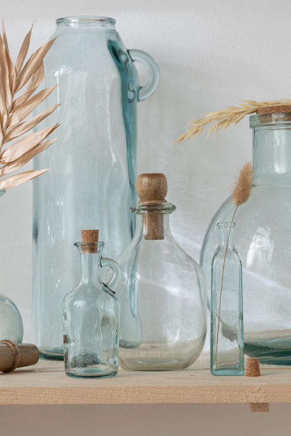 vtwonen J-Line decoratie fles Ovaal Kurk - glas/hout - transparant