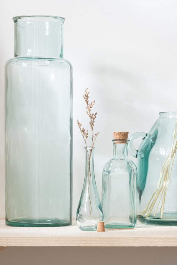 Vtwonen J-Line Decoratie Fles Werveling Rond Vierkant - Glas - Small - 3 Stuks