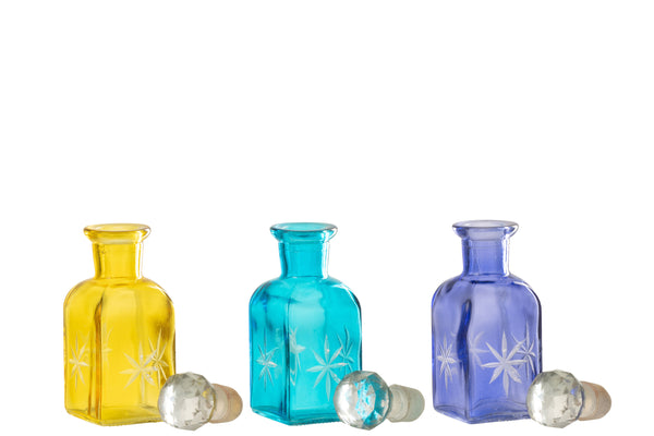 Vtwonen J-Line Decoratie Flessen Tarifa - Glas - Mix - Small - 3 Stuks