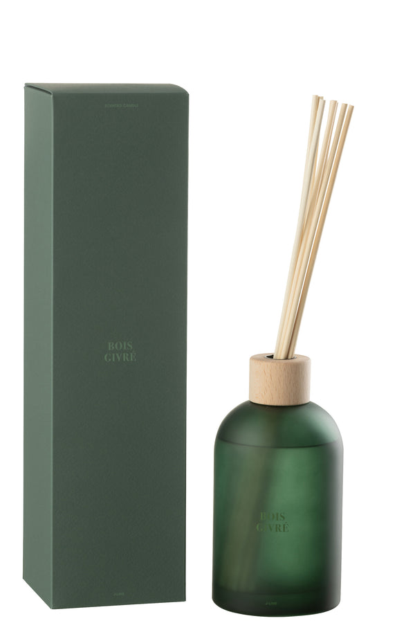 Vtwonen J-Line Geurolie + Stokjes Accords Essentiels - Bois Givré - Groen - 550 Ml