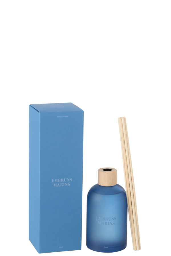 Vtwonen J-Line Geurolie + Stokjes Accords Essentiels - Embruns Marins - Blauw - 250 Ml