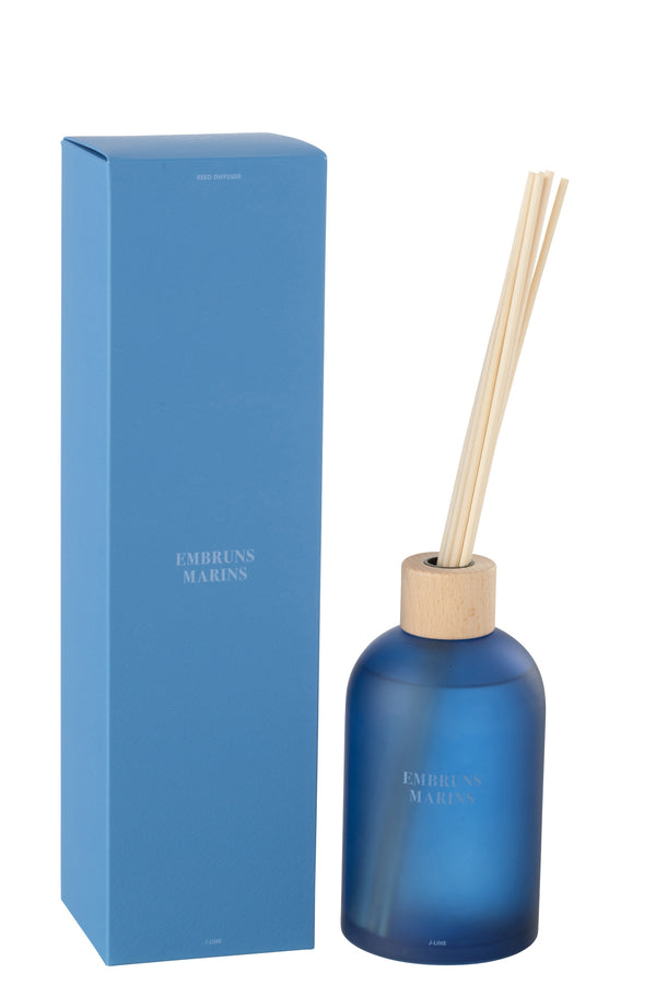 vtwonen J-Line geurolie + stokjes Accords Essentiels - Embruns Marins - blauw - 550 ml