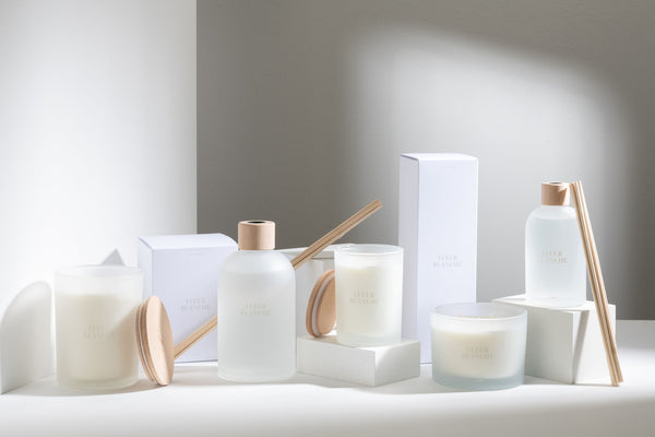 Vtwonen J-Line Geurolie + Stokjes Accords Essentiels - Fleur Blanche - Wit - 250 Ml