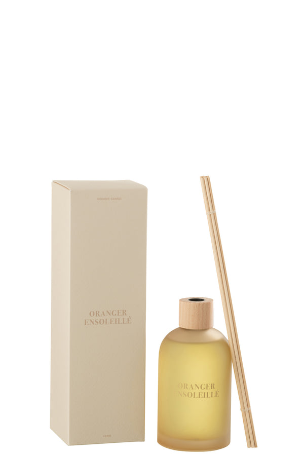 Vtwonen J-Line Geurolie + Stokjes Accords Essentiels - Oranger Ensoleillé - Geel - 250 Ml