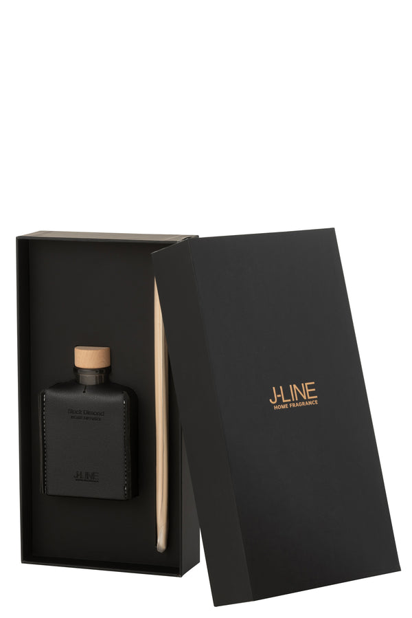 Vtwonen J-Line Geurolie + Stokjes - Black Diamond - Leder - Zwart - 100ml