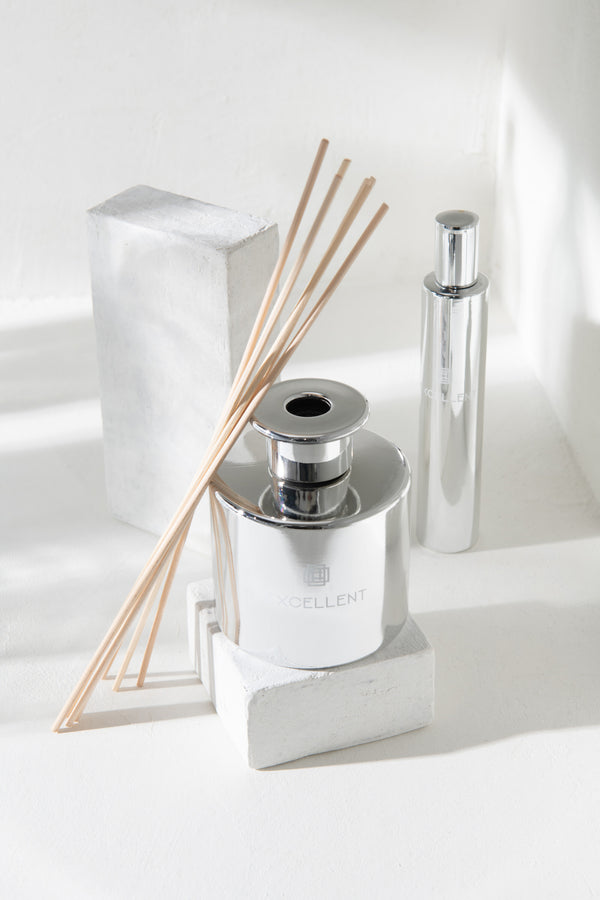 Vtwonen J-Line Geurolie + Stokjes Excellent - Cotton Candy - Glas - Zilver