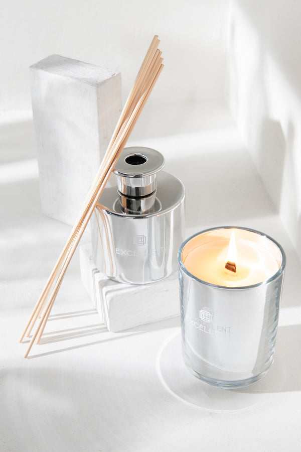 Vtwonen J-Line Geurolie + Stokjes Excellent - Cotton Candy - Glas - Zilver