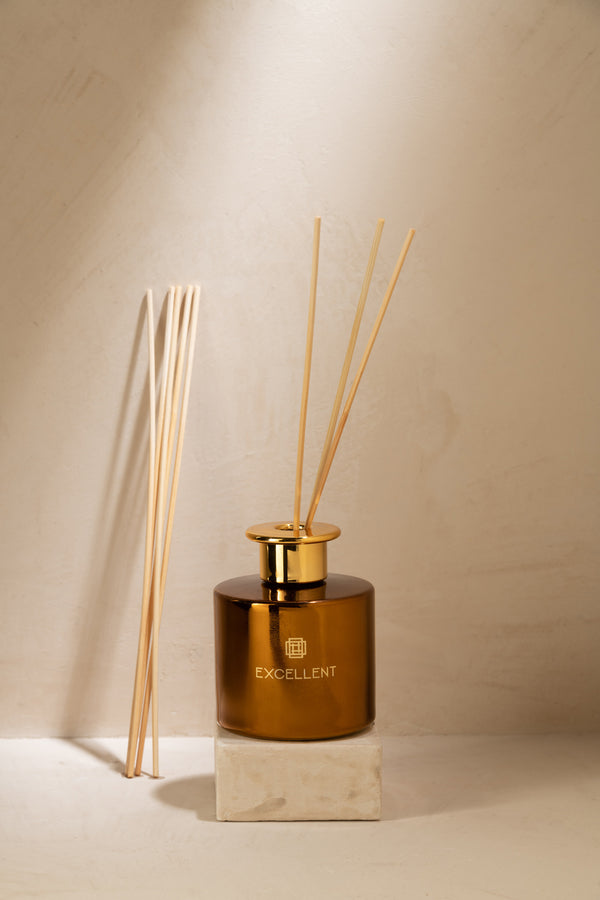 Vtwonen J-Line Geurolie + Stokjes Excellent - Siberia Fir - Glas - Bruin