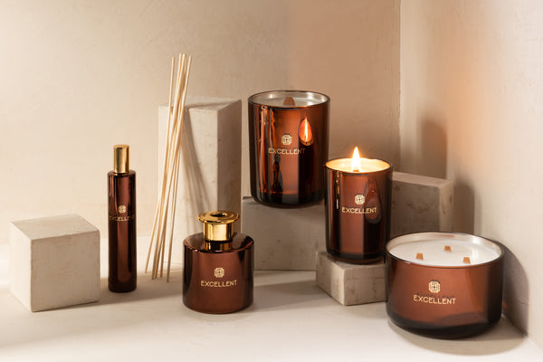 Vtwonen J-Line Geurolie + Stokjes Excellent - Siberia Fir - Glas - Bruin