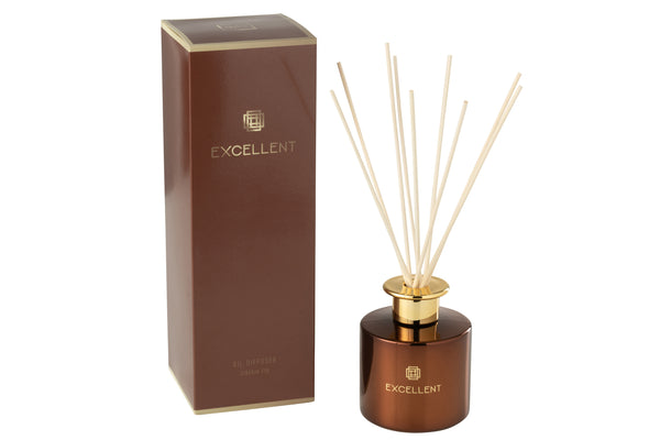 vtwonen J-Line geurolie + stokjes Excellent - Siberia Fir - glas - bruin vtwonen J-Line geurolie + stokjes Excellent - Siberia Fir - glas - bruin