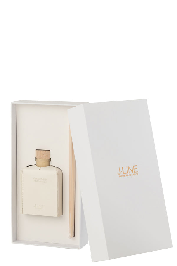 Vtwonen J-Line Geurolie + Stokjes - Grape White - Leder - Zwart - 100ml