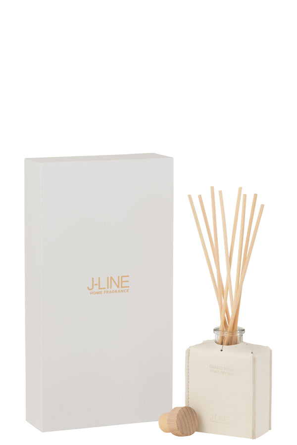 vtwonen J-Line geurolie + stokjes - Grape White - leder - zwart - 100ml