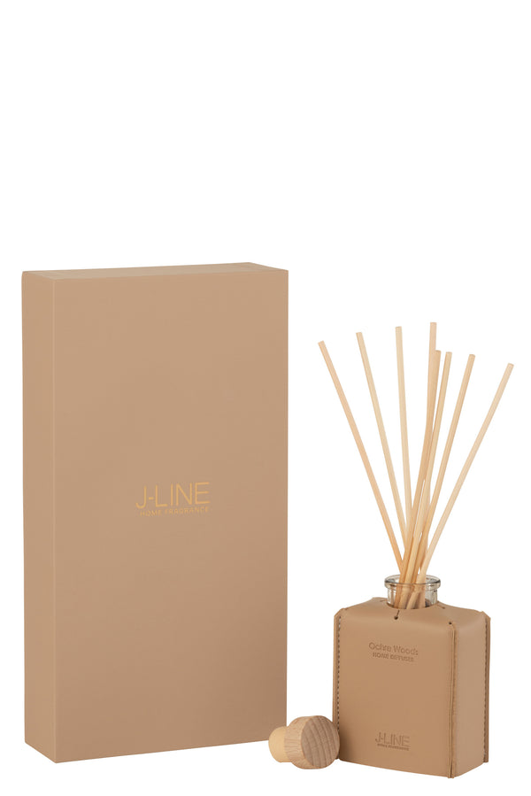 Vtwonen J-Line Geurolie + Stokjes - Ochre Woods - Leder - Bruin - 100ml