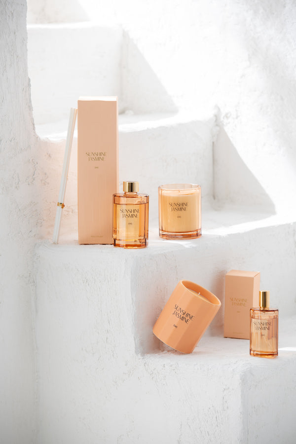 Vtwonen J-Line Geurolie + Stokjes Sunshine Jasmine - Glas - Oranje