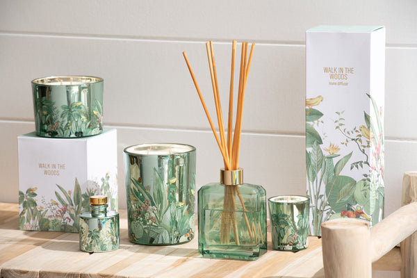 Vtwonen J-Line Geurolie + Stokjes Walk In The Woods - Evergreen & Silver Birch - Groen - 180 Ml