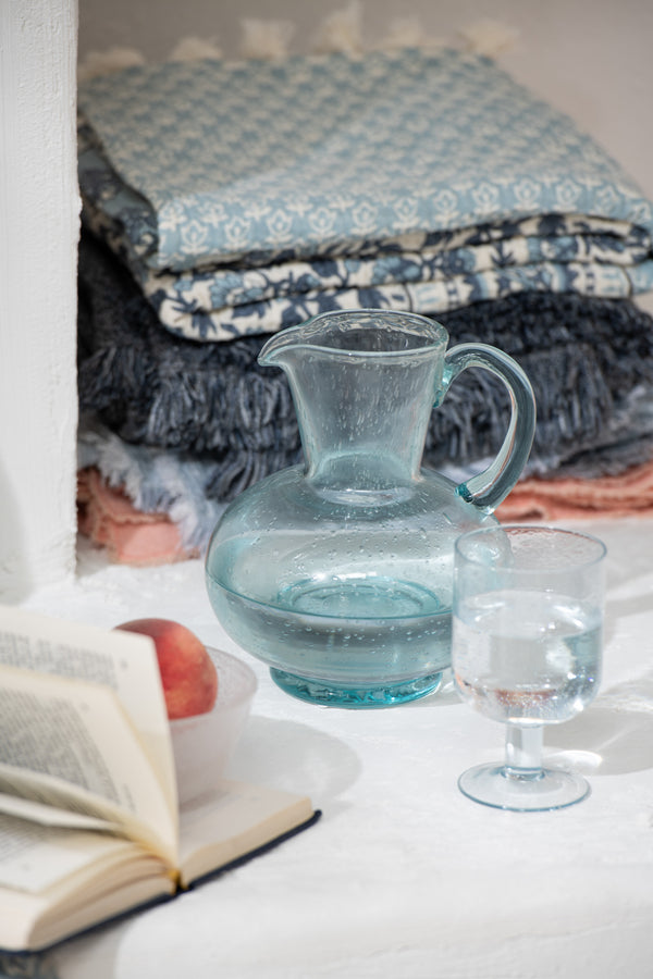 Vtwonen J-Line Karaf Bol - Glas - Transparant/lichtblauw