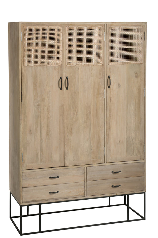 vtwonen J-Line kast Geweven - 3 deuren + 4 laden - hout - naturel