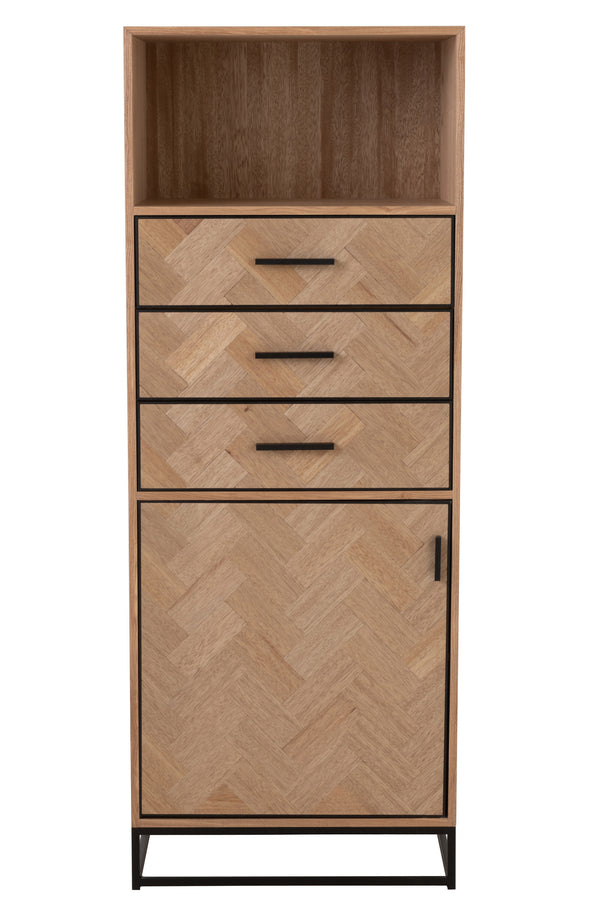 Vtwonen J-Line Kast Hoog Zigzag - Hout/metaal - Naturel/zwart