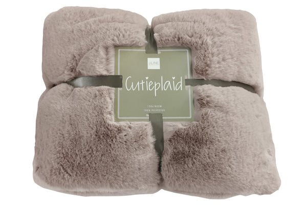 Vtwonen J-Line Plaid Cutie - Fleece Deken – Polyester – Muisgrijs - 180 X 130 Cm