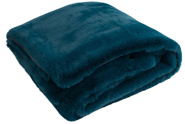 vtwonen J-Line plaid Cutie - fleece deken – polyester – petrolblauw - 180 x 130 cm