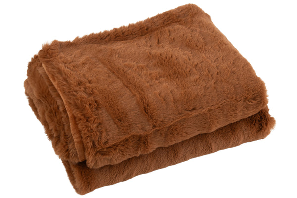 Vtwonen J-Line Plaid Cutie - Fleece Deken - Polyester - Sienna Bruin - 180 X 130 Cm