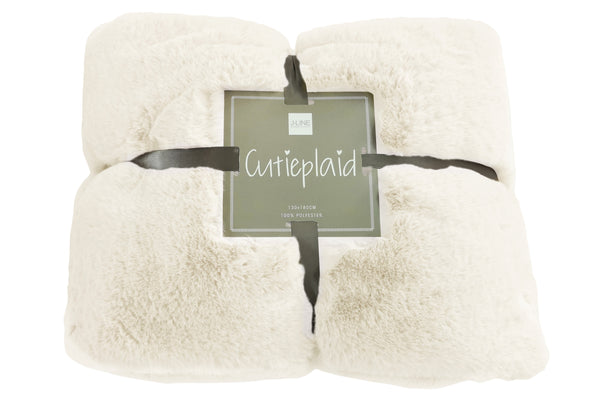 Vtwonen J-Line Plaid Cutie - Fleece Deken – Polyester – Wit - 180 X 30 Cm