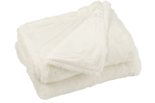 Vtwonen J-Line Plaid Cutie - Fleece Deken – Polyester – Wit - 180 X 30 Cm