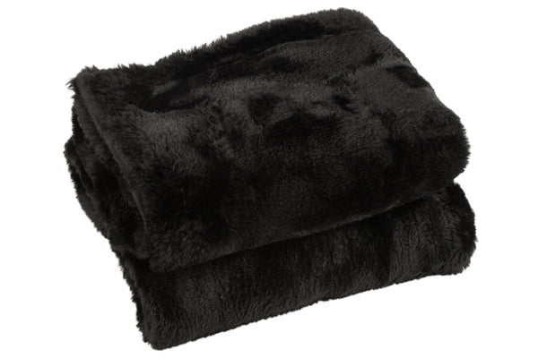 Vtwonen J-Line Plaid Cutie - Fleece Deken – Polyester – Zwart - 180 X 130 Cm