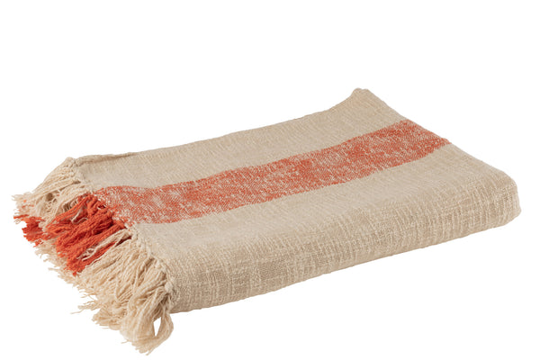 vtwonen J-Line Plaid Emma - katoen - oranje - 210 x 140 cm