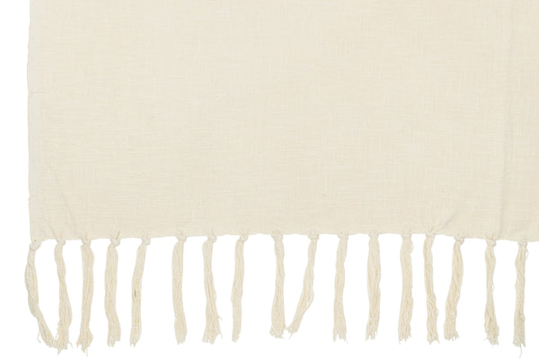 Vtwonen J-Line Plaid Franjes - Katoen - Ecru - 180 X 130 Cm