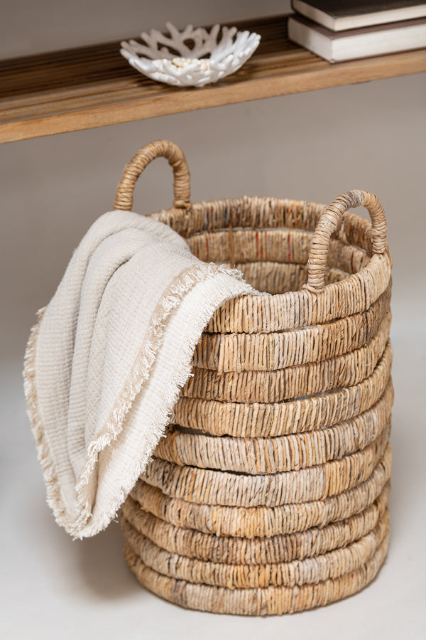 Vtwonen J-Line Plaid Franjes Mousseline - Katoen - Lichtbeige - 130 X 180 Cm