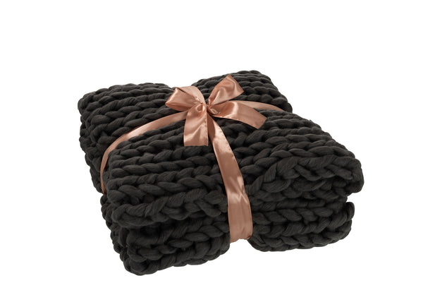 vtwonen J-Line plaid Gebreid - polyester - donkergrijs - 154 x 140 cm